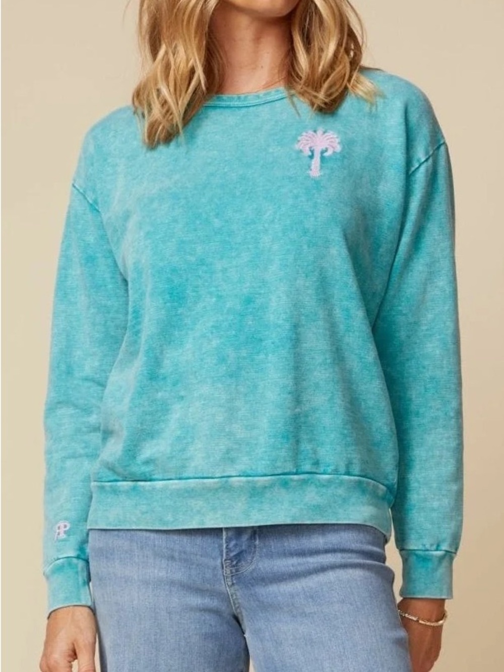 THE MADISON PULLOVER SWEATSHIRT IN COTTON SLUB FRENCH TERRY IN WASHED TEAL
